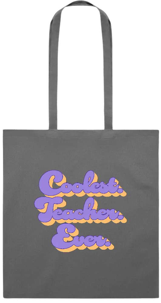 Coolest Teacher Ever Text Design - Premium colored cotton tote bag