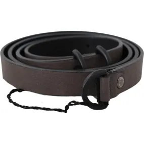 Costume National Elegant Dark Brown Leather Belt