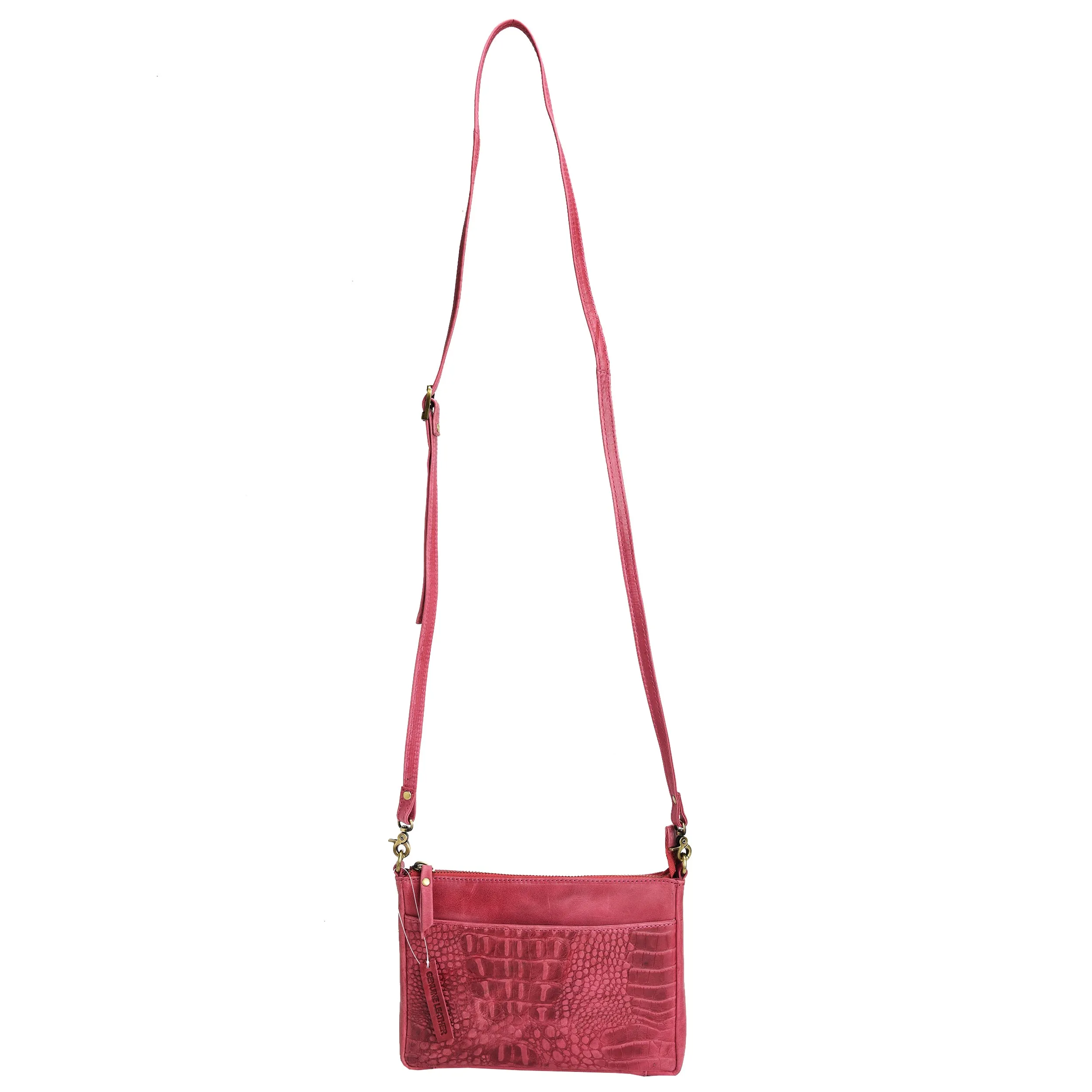 Croc Vipera Embossed Leather Clutch #LB575 Pink