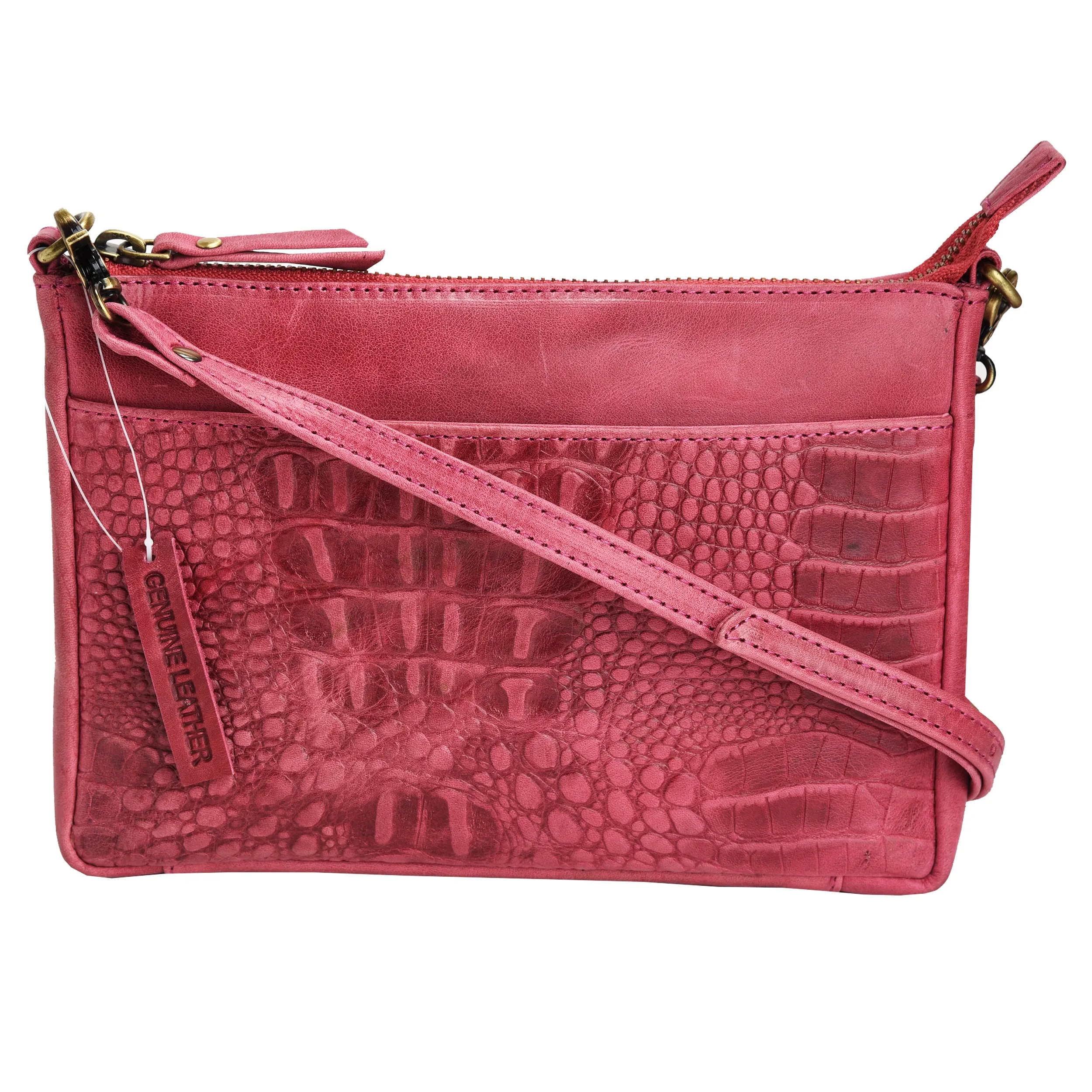 Croc Vipera Embossed Leather Clutch #LB575 Pink