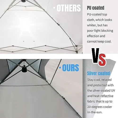 Crown Shades 10x10 Pop up Canopy Outside Canopy, Patented One Push Tent Canopy with Wheeled Carry Bag, Bonus 8 Stakes and 4 Ropes, White