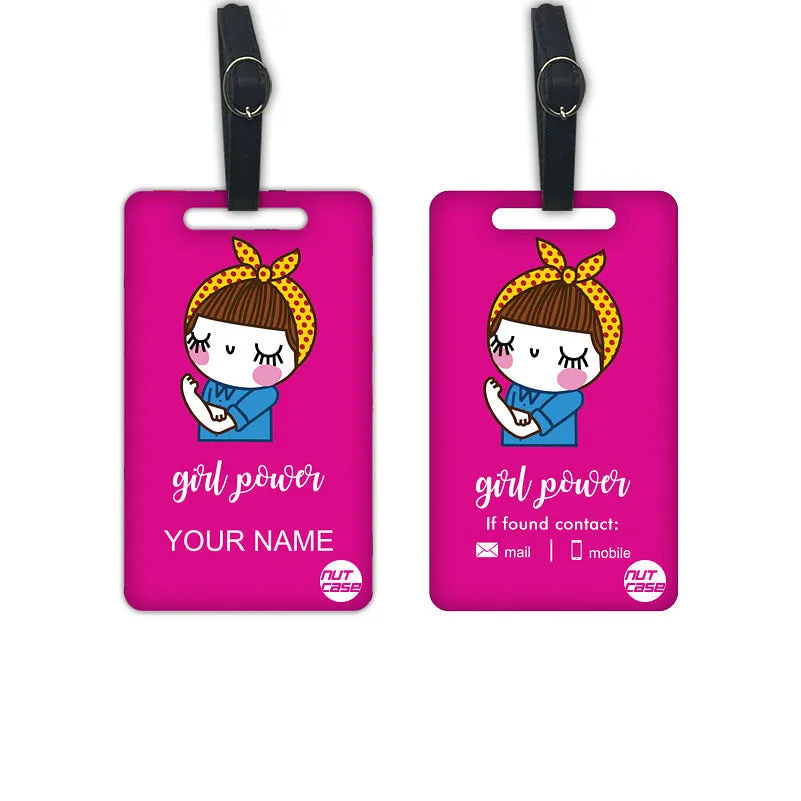 Custom Passport Holder Luggage Tag Set of 2 for Women - Girl Power