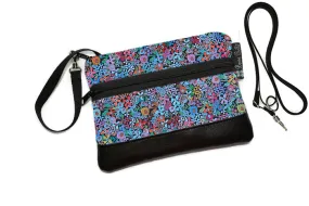 Deluxe Long Zip Phone Bag - Converts to Cross Body Purse - Mini Wild Flowers Fabric