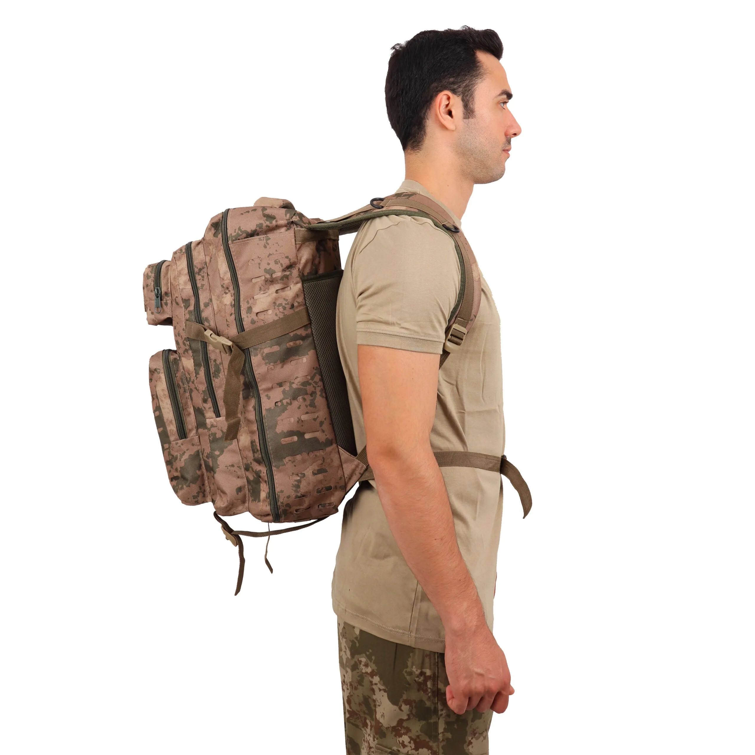 Deserton Camouflage Military Laser Cut Outdoor Bag - 45 Liter Bag