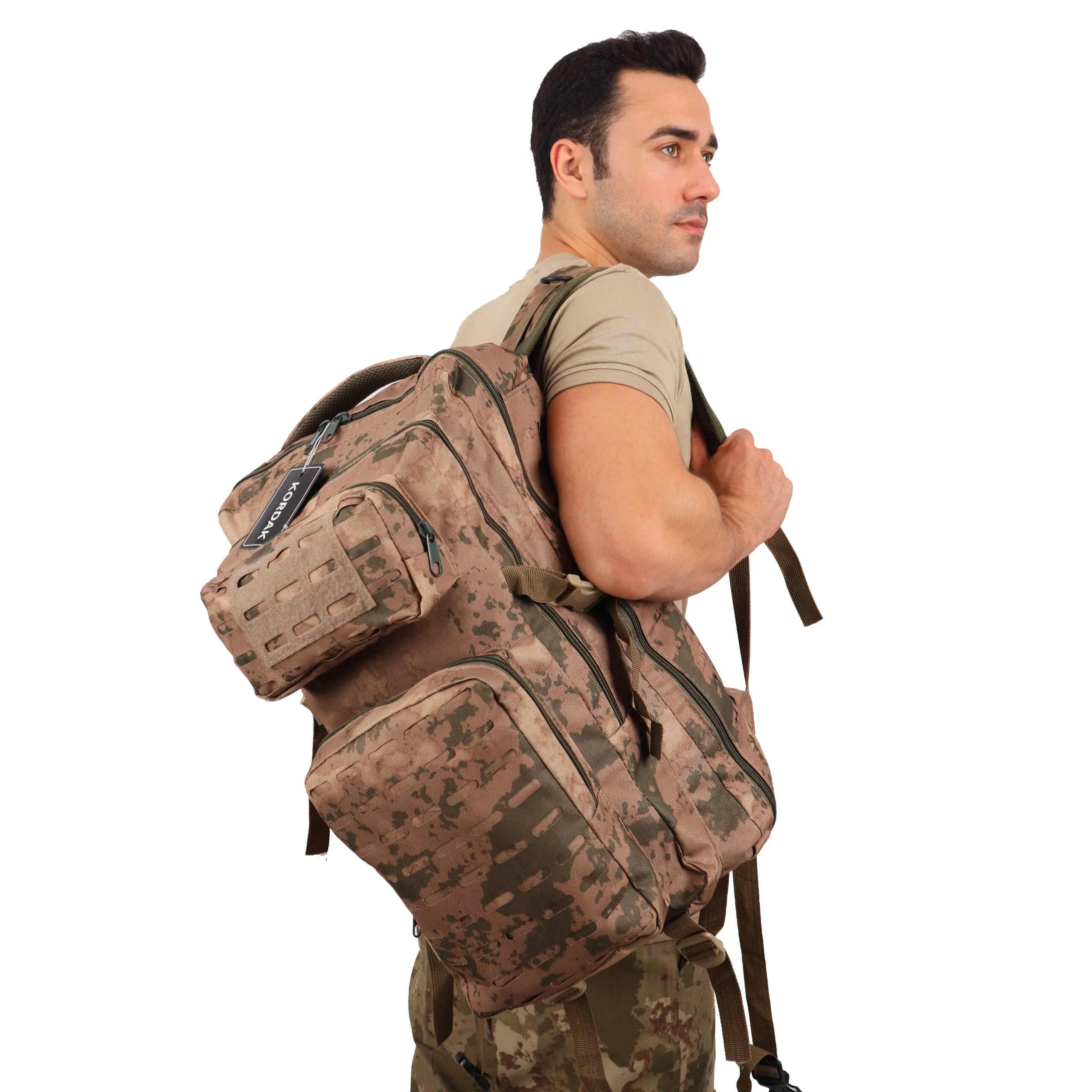 Deserton Camouflage Military Laser Cut Outdoor Bag - 45 Liter Bag