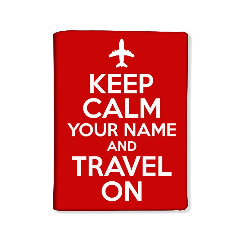 Designer Passport Holder Case - KEEP CALM AND TRAVEL ON RED