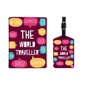 Designer Passport Holder Travel Case with Luggage Tag - The World The World