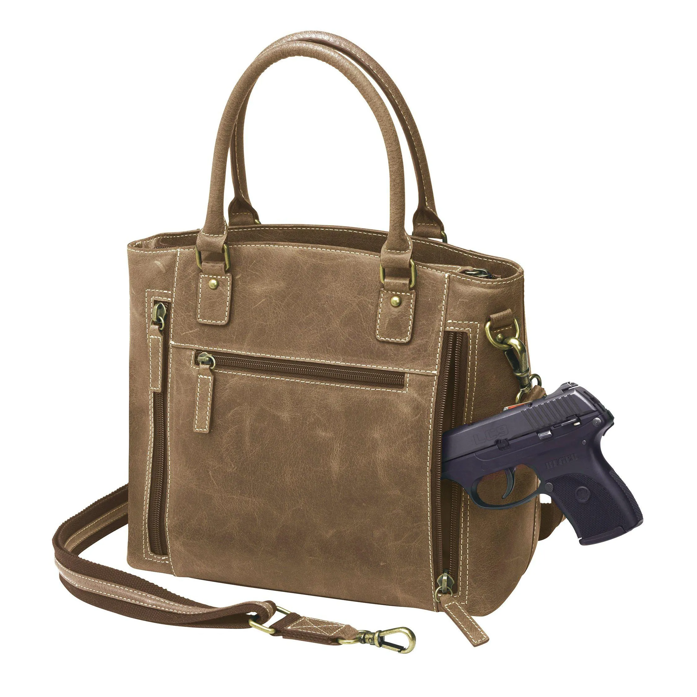 Distressed Buffalo Concealed-Carry Town Tote