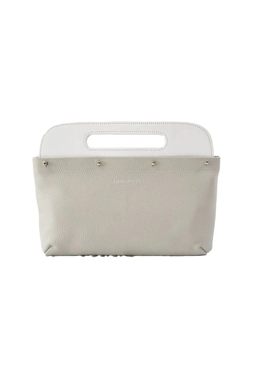 Dove Grey Pebble Leather Clutch Cover