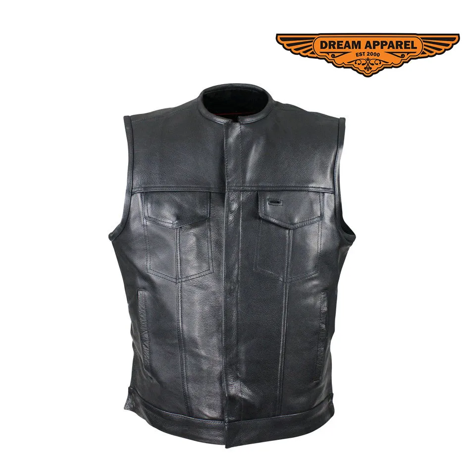 Dream Apparel Split Cowhide Leather Vest With Conceal Carry Pockets