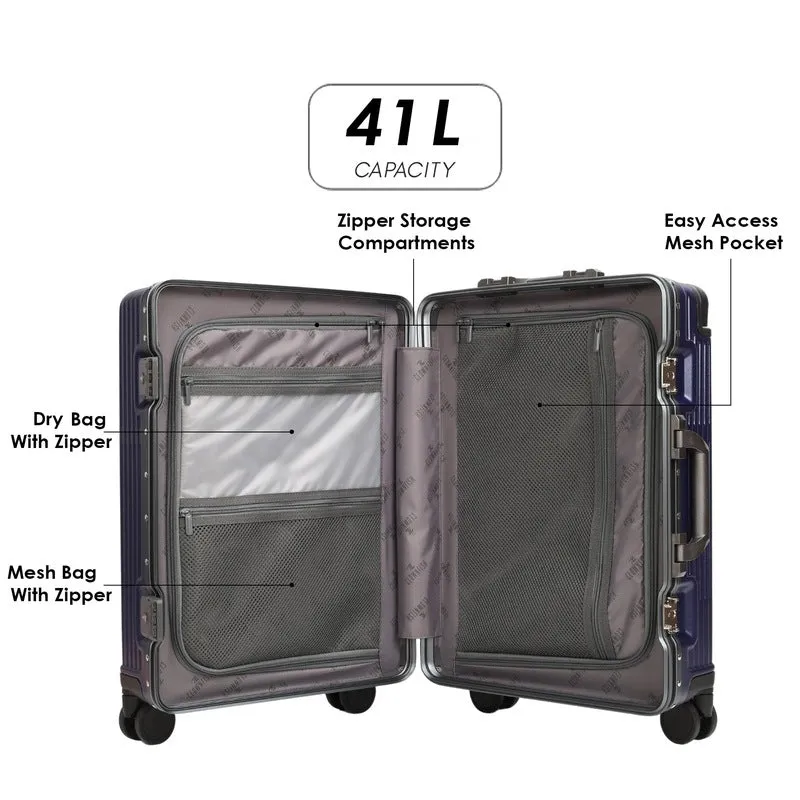 Durable Trolley Bag with 360° Spinner Wheels | Free Trolley Cover | 41 Litres | Metallic Royal Blue