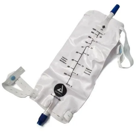 Dynarex 4282 Urinary Leg Bag Anti-Reflux Valve 1000 mL Vinyl. Case of 48