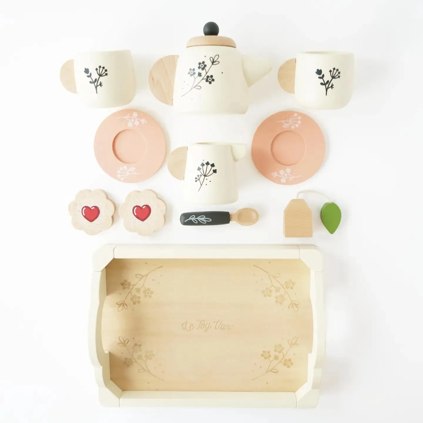 Eco-Friendly Wooden Tea Set & Tray