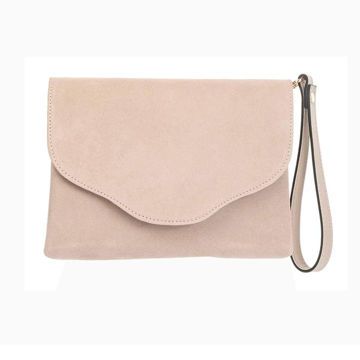 Ellie Clutch Bag - Beige Suede