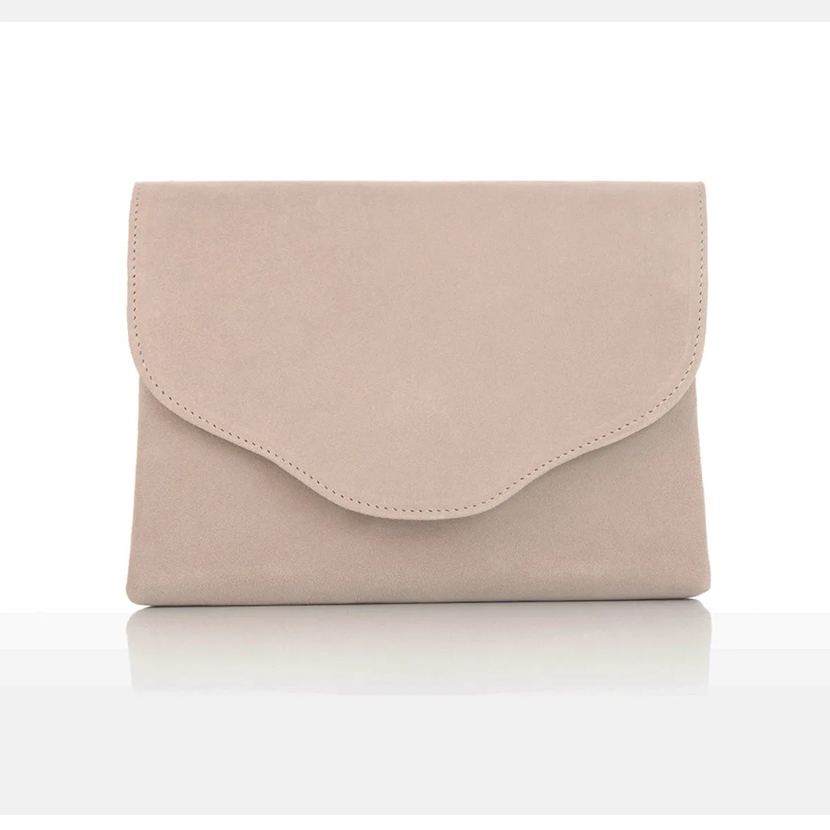 Ellie Clutch Bag - Beige Suede