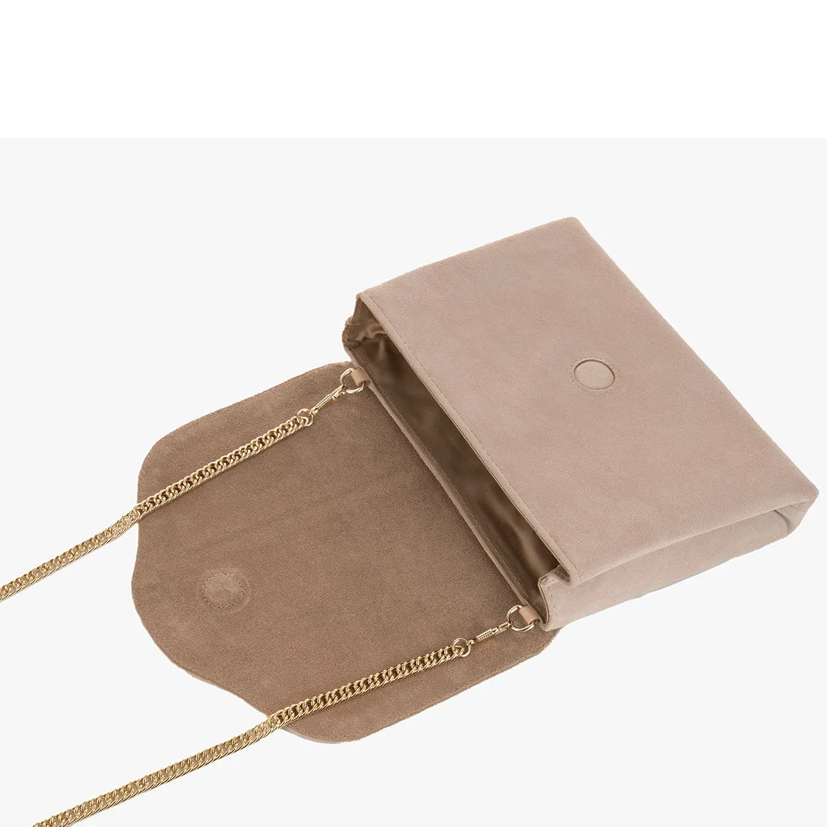 Ellie Clutch Bag - Beige Suede