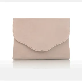 Ellie Clutch Bag - Beige Suede