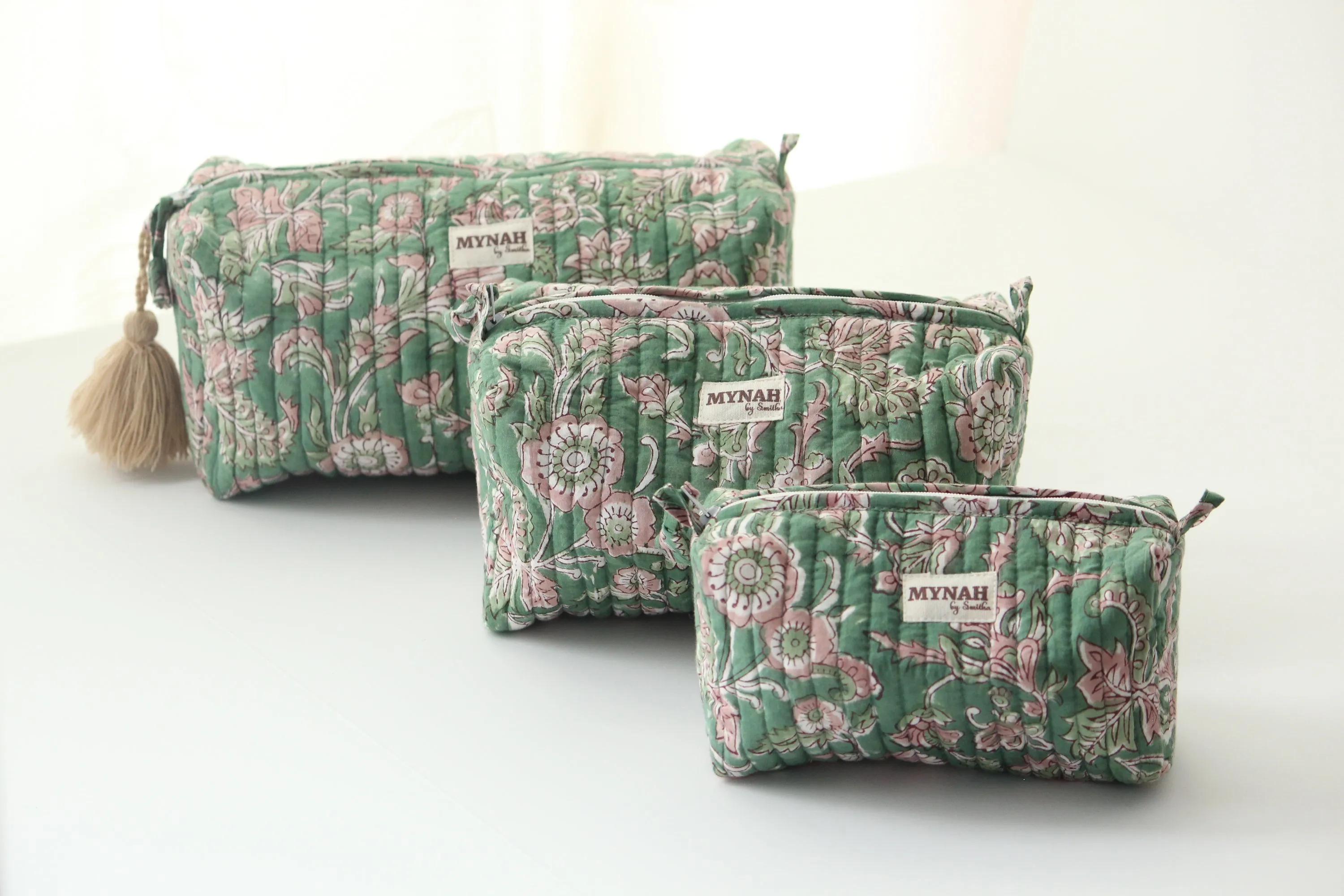 'EVERGREEN PALACE'  printed travel/makeup zipper pouch-LARGE only