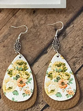 FAUX Leather Floral Earrings (EA0065)