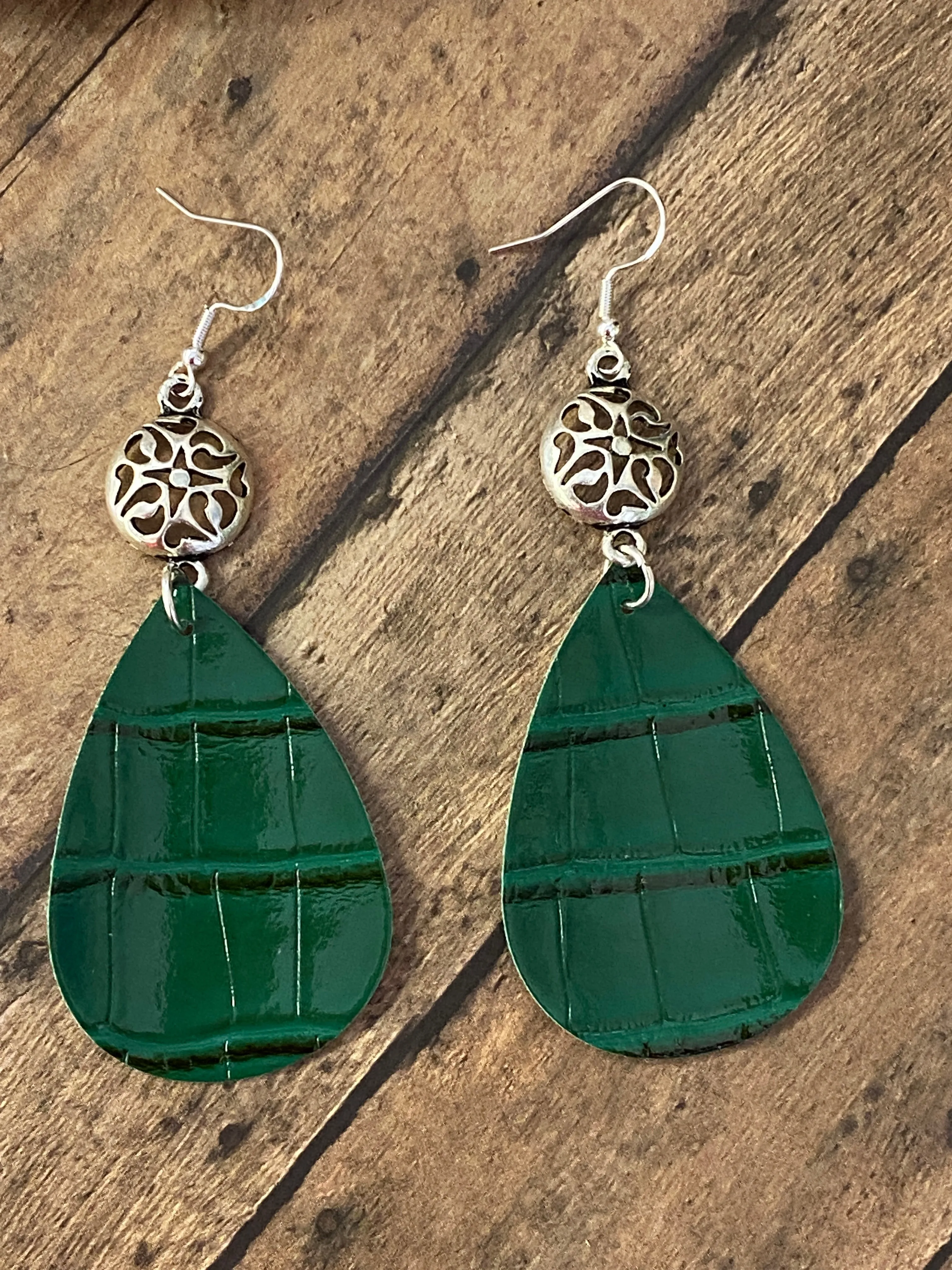 FAUX Leather Green Earrings (EA0061)