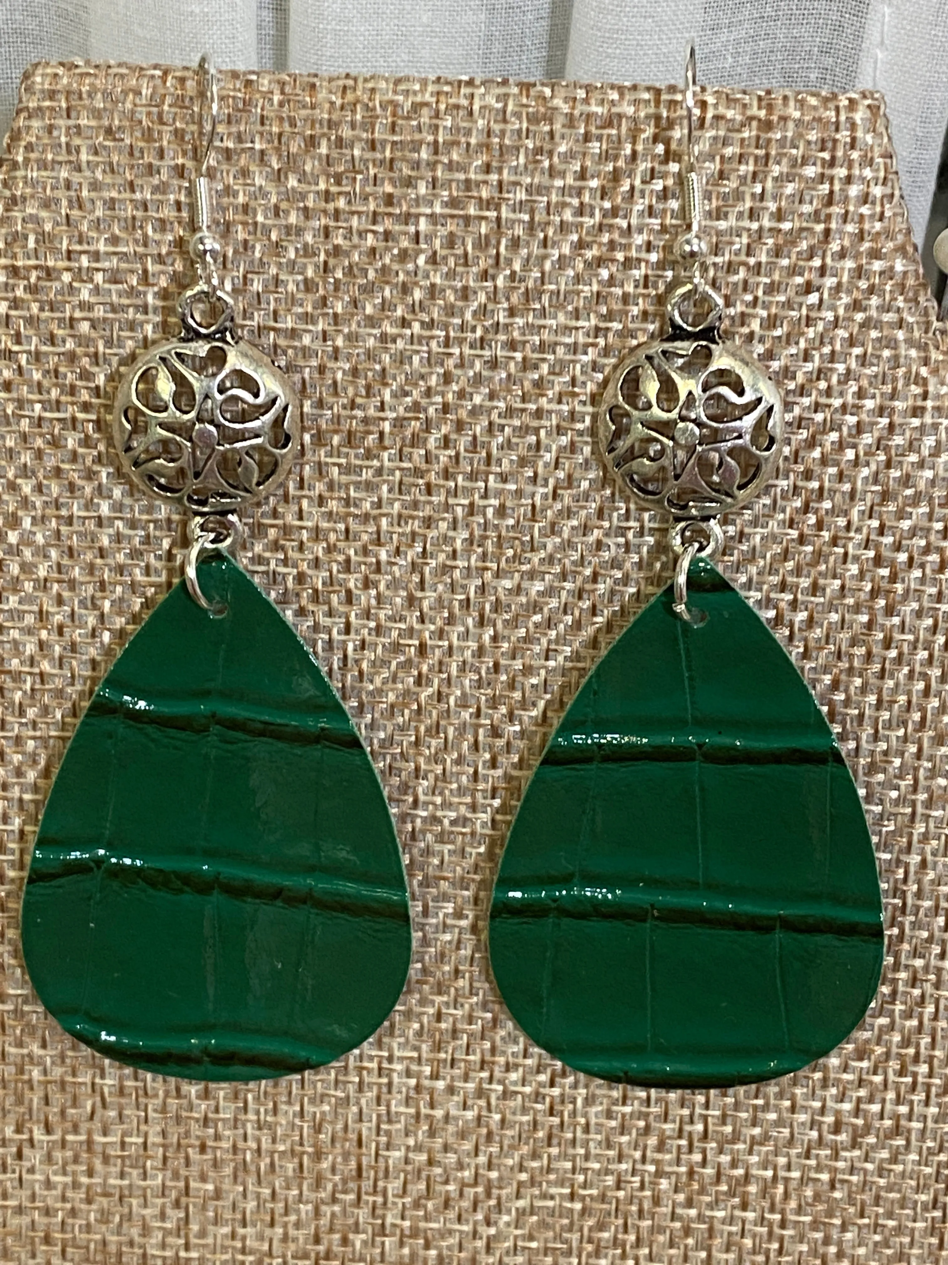 FAUX Leather Green Earrings (EA0061)