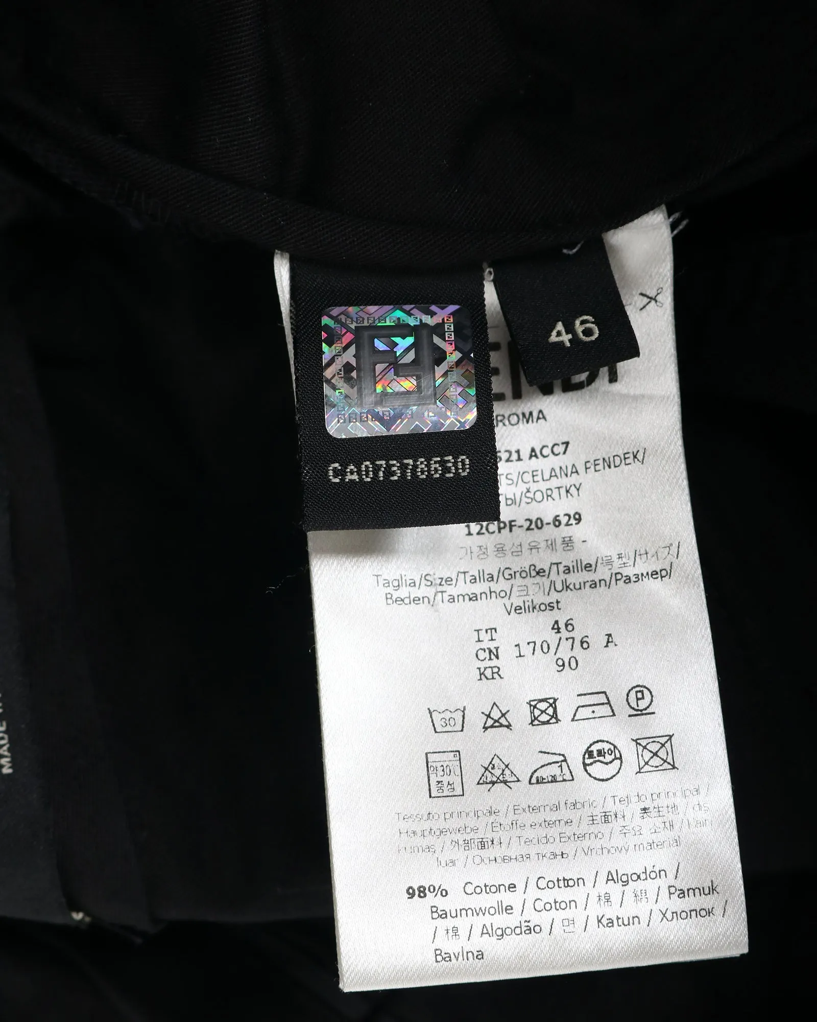Fendi Short Pants in Black Cotton