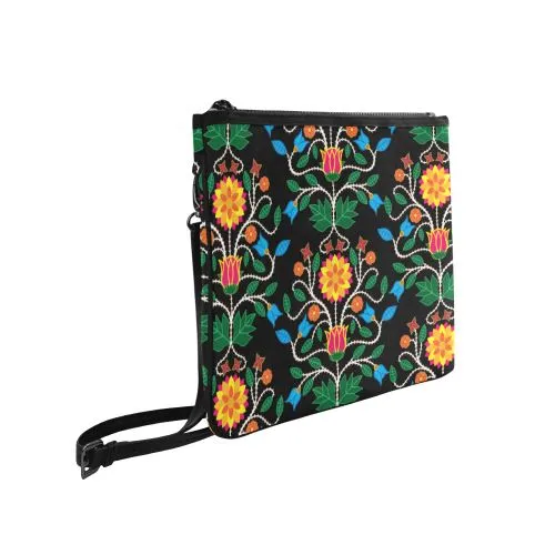 Floral Beadwork Four Clans Slim Clutch Bag