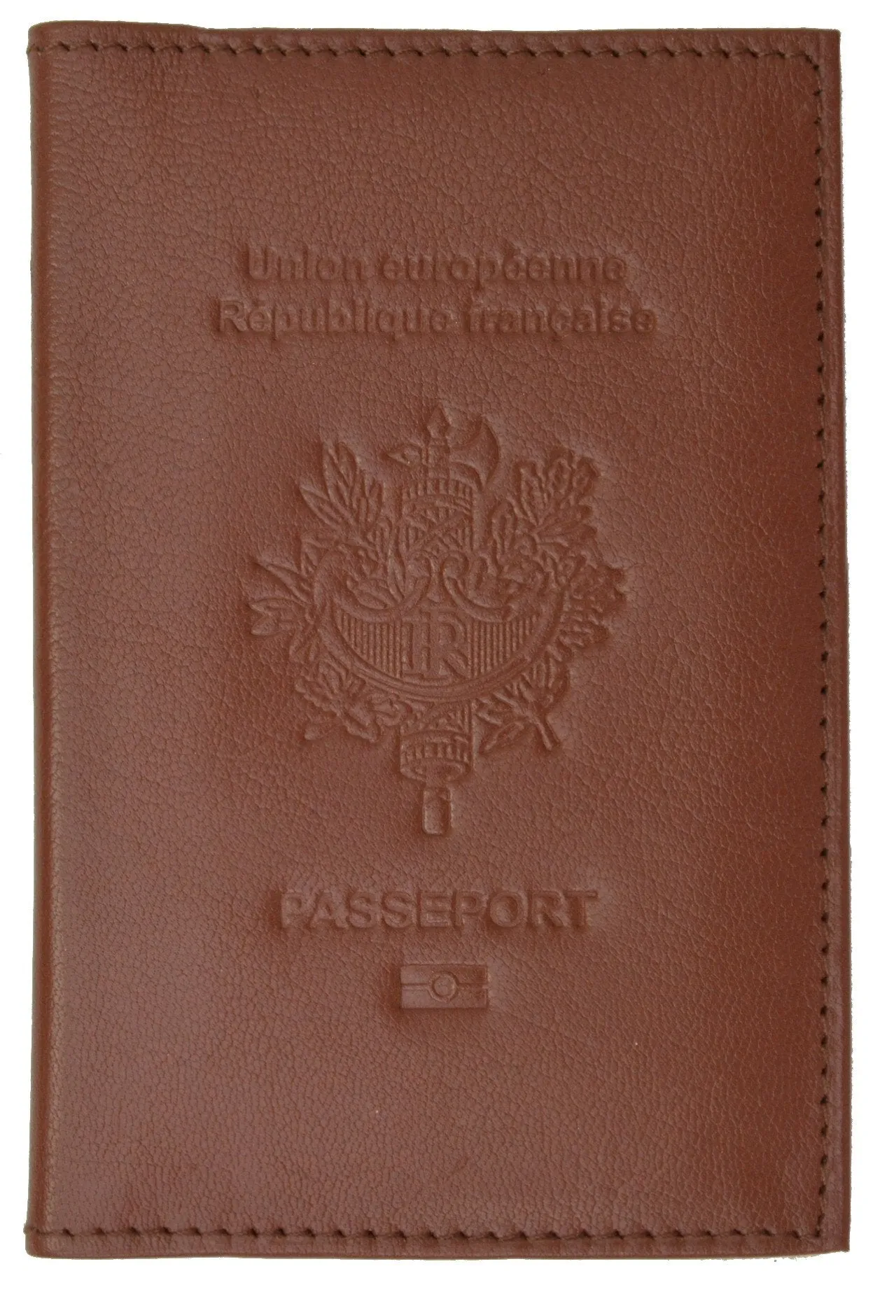 France Passport Cover with Credit card Holder Genuine Leather Travel Wallet with Embossed REPUBLIQUE FRANCAISE 601 BLIND France