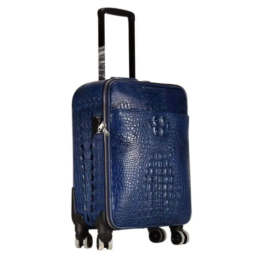 Genuine Crocodile Leather Luggage Roller Trolley Case 4 Spinner Wheels Travel Bags