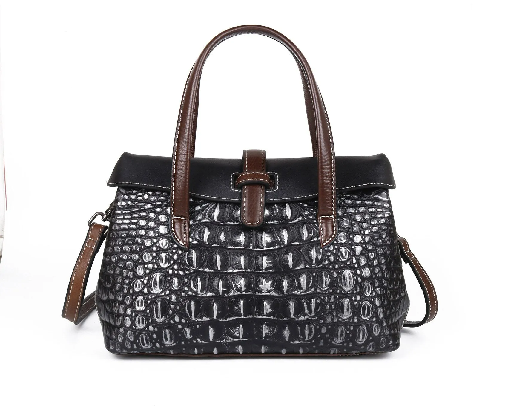 Genuine Leather Shoulder Bag Luxury Alligator Handbag