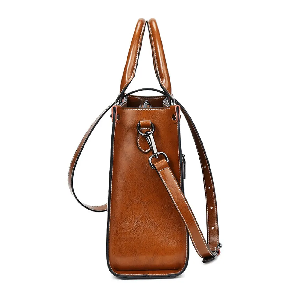 Genuine Leather Shoulder Strap Tote Bag