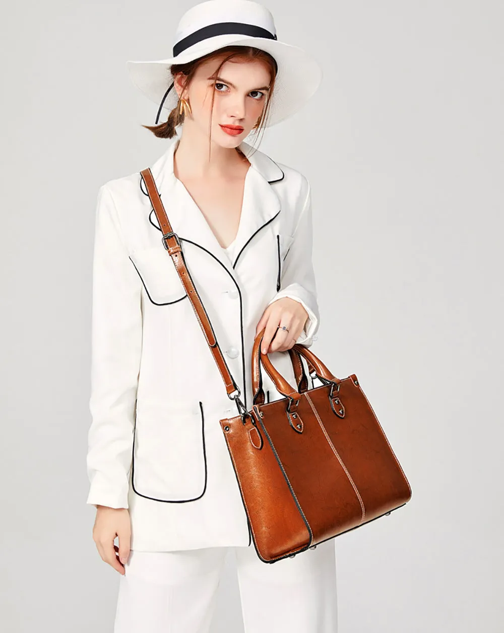 Genuine Leather Shoulder Strap Tote Bag