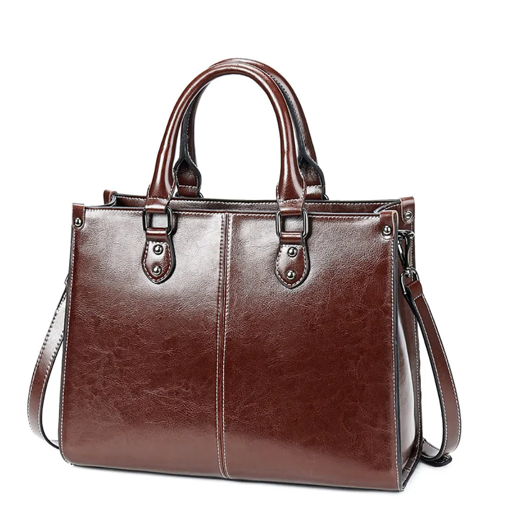 Genuine Leather Shoulder Strap Tote Bag