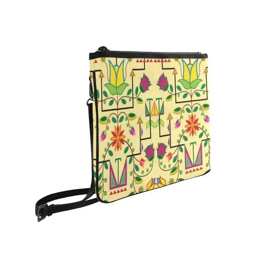 Geometric Floral Summer-Vanilla Slim Clutch Bag