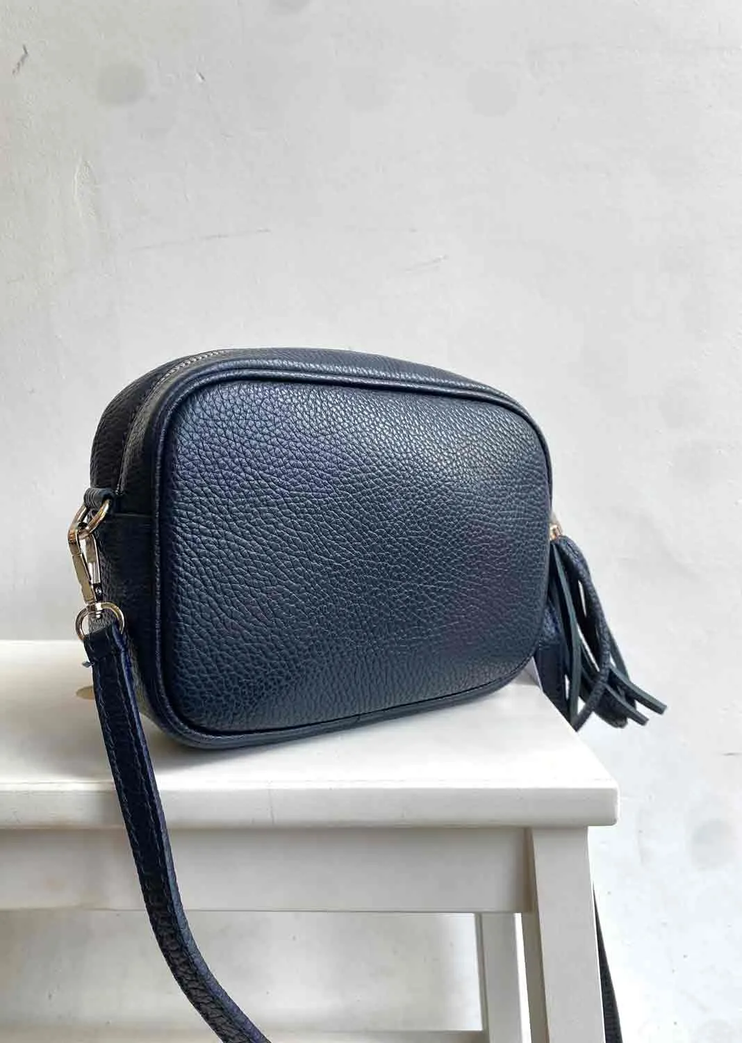 Global Leather Camera Bag- Navy