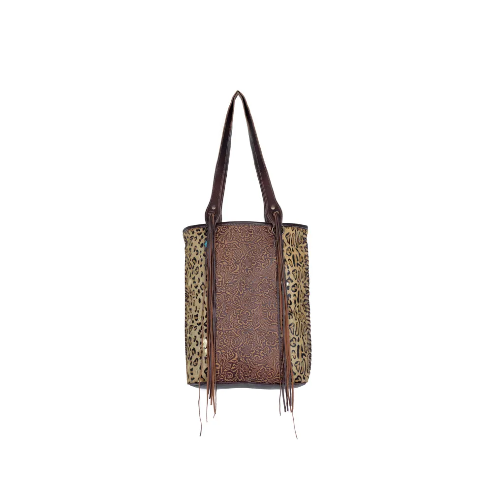 Golden Studs Leather & Hairon Bag