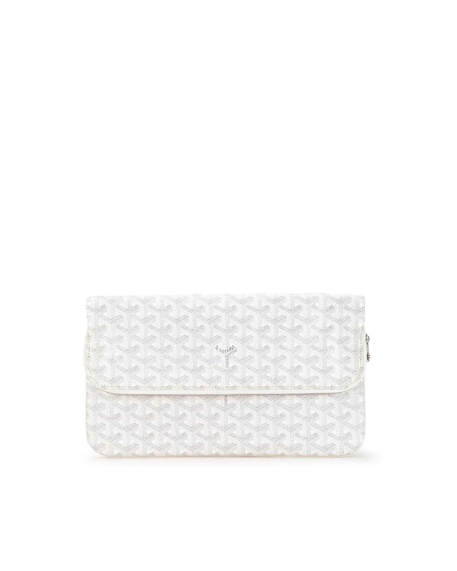 Goyardine Sainte Marie MM Coated Canvas Clutch Bag with Flap and Zip Closure