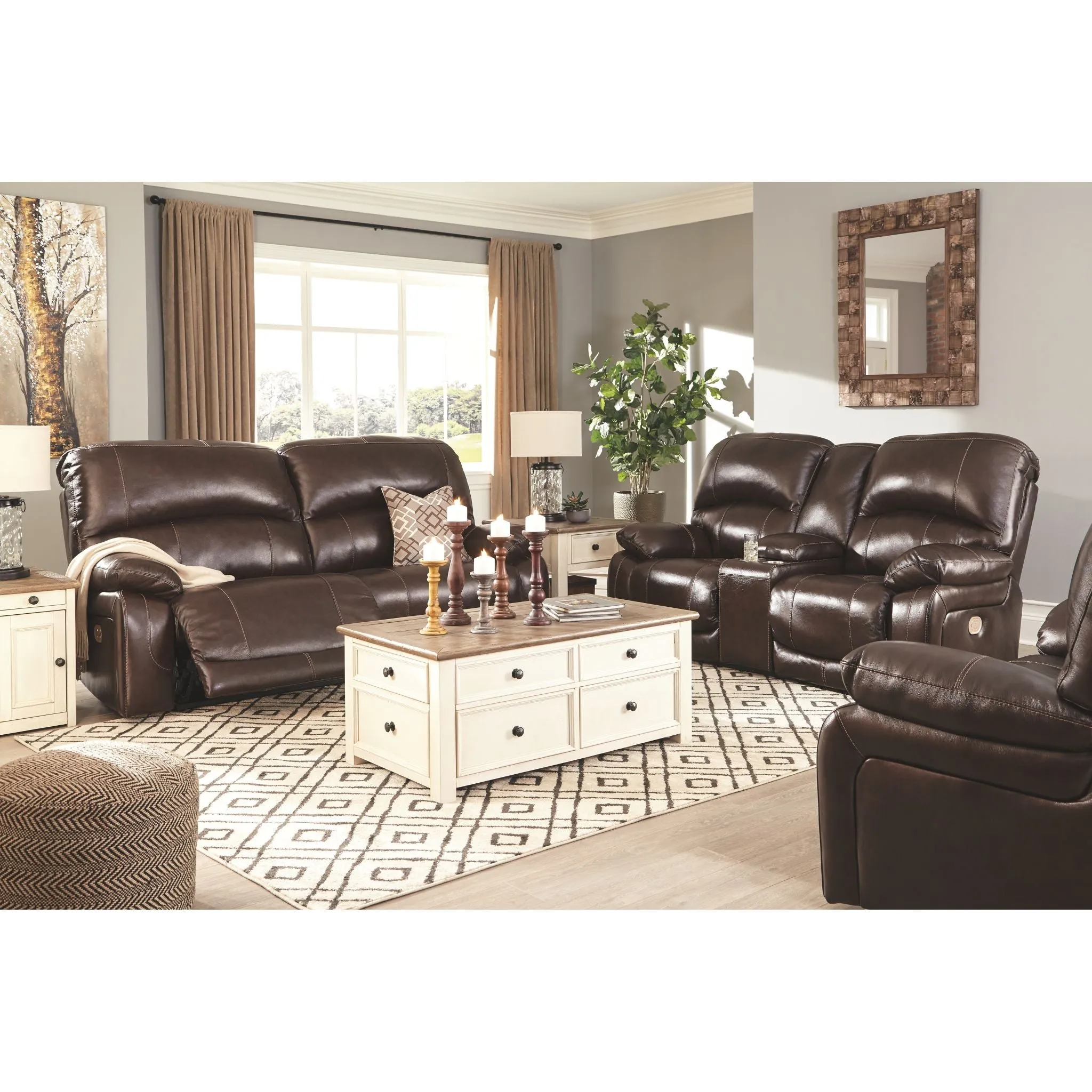 Hallstrung Power Reclining Loveseat with Console and Adj Head