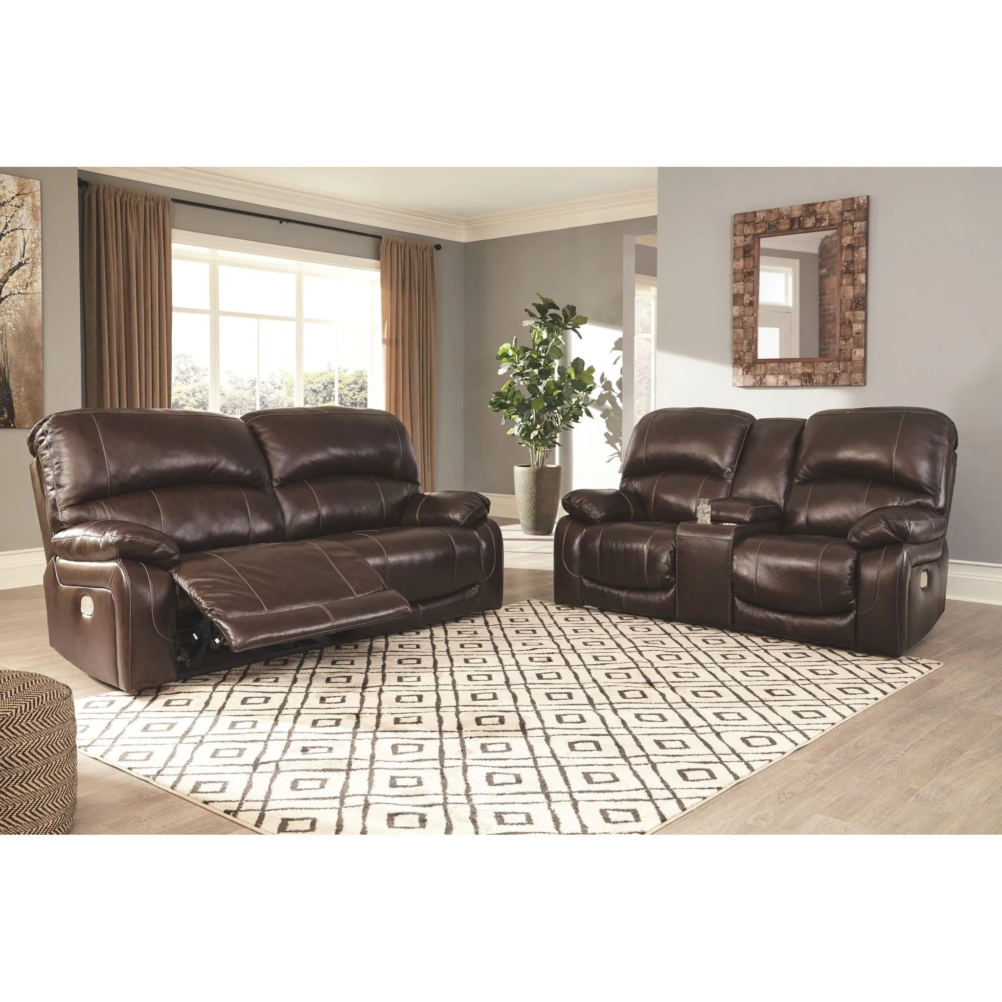 Hallstrung Power Reclining Loveseat with Console and Adj Head