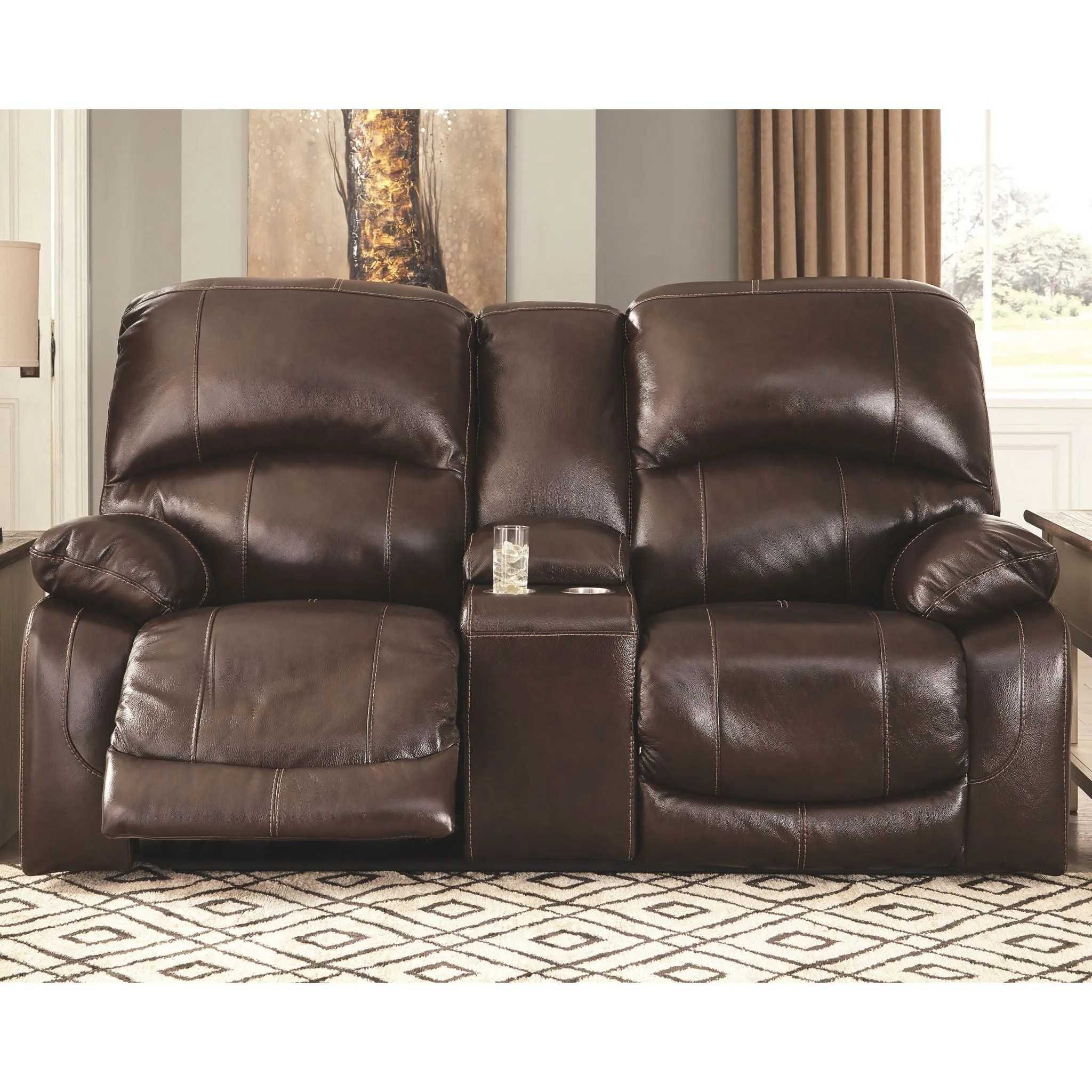 Hallstrung Power Reclining Loveseat with Console and Adj Head