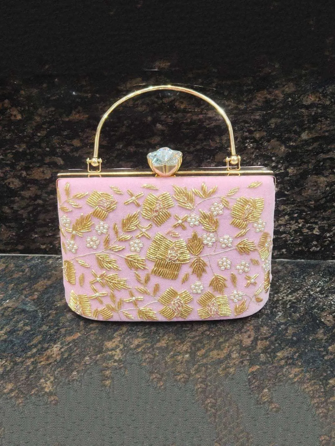 Hand Embroidery Box Clutch