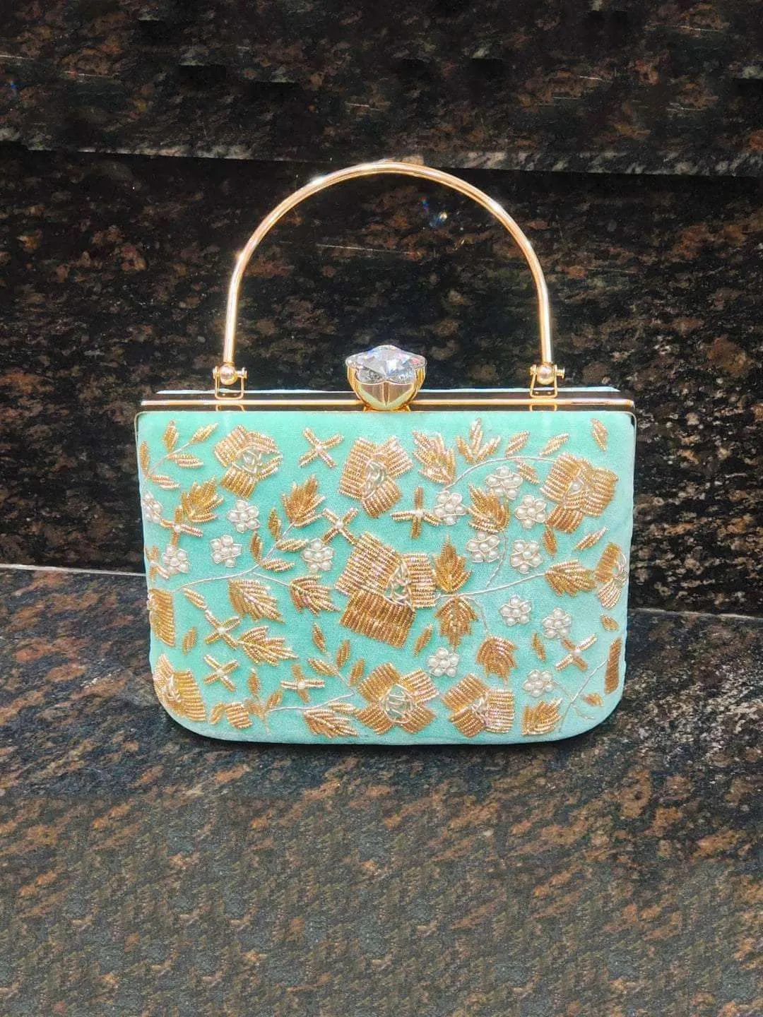 Hand Embroidery Box Clutch