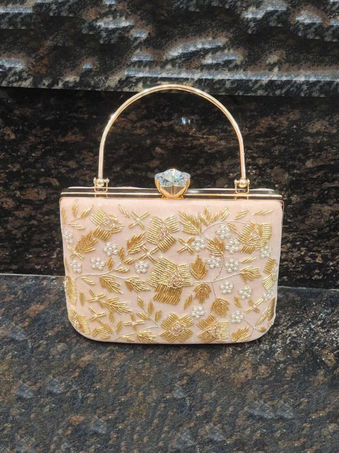 Hand Embroidery Box Clutch