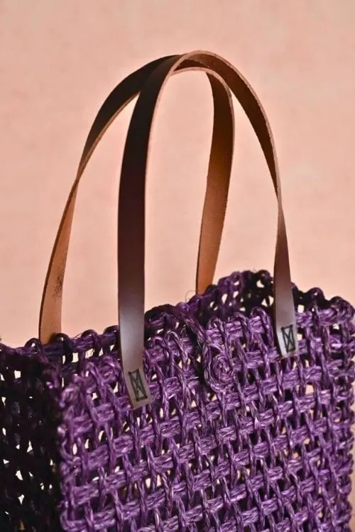 Handmade Sabai Grass Mesh Bag - Large (Lavender)