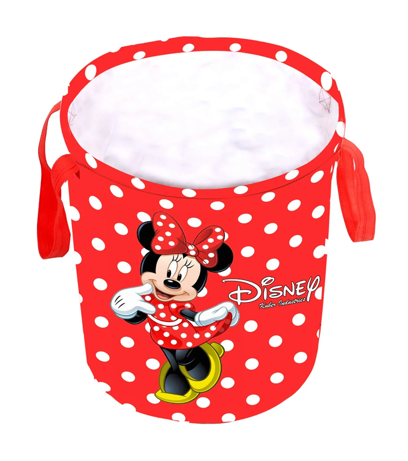 Heart Home Disney Print Round Non Woven Fabric Foldable Laundry Basket, Toy Storage Basket, Cloth Storage Basket with Handles, 45 LTR (Set of 2, Red & Maroon)-HEART11679