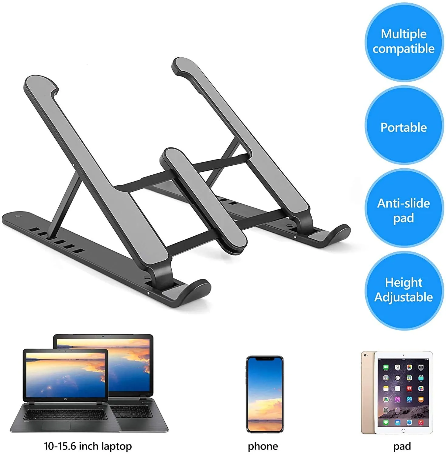 HEIGHT ADJUSTABLE LAPTOP VERTICAL HOLDER PORTABLE COOLING BRACKET NON SLIP LAPTOP HOLLOW STAND