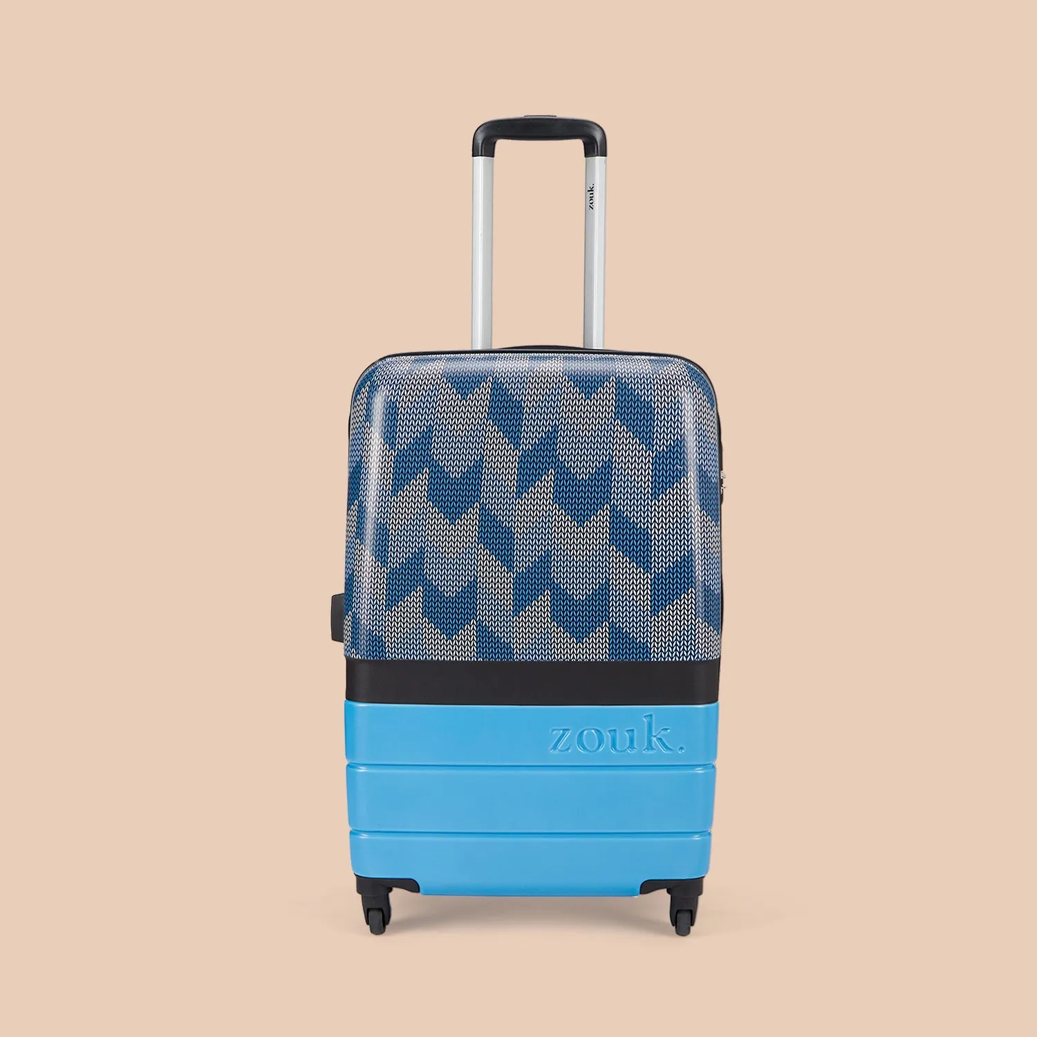 Himachal Chevron Blue Raahi Trolley Bag Combo