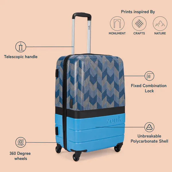 Himachal Chevron Blue Raahi Trolley Bag Combo