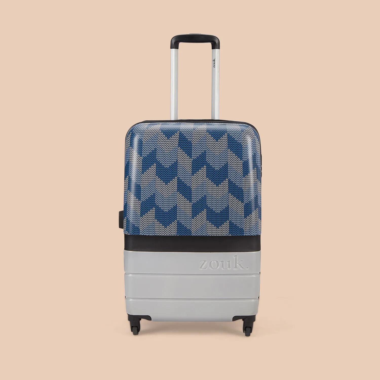 Himachal Chevron Grey Raahi Trolley Bag Combo (Cabin & Medium)