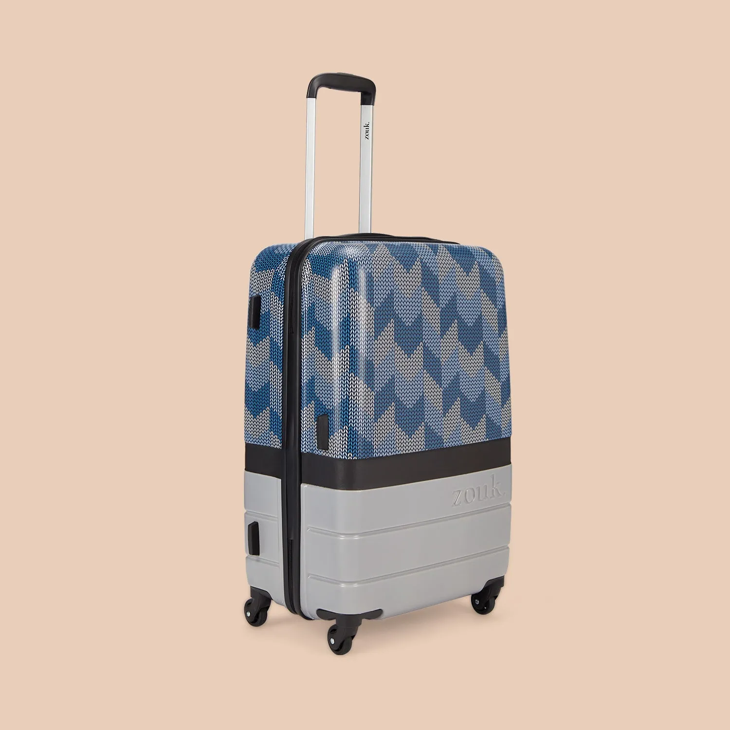 Himachal Chevron Grey Raahi Trolley Bag Combo (Cabin & Medium)